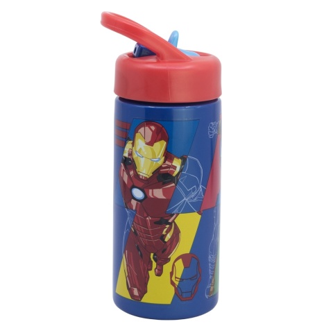 Bidon na wodę ze słomką ustnikiem AVENGERS IronMan Thor Kapitan Ameryka 410ml