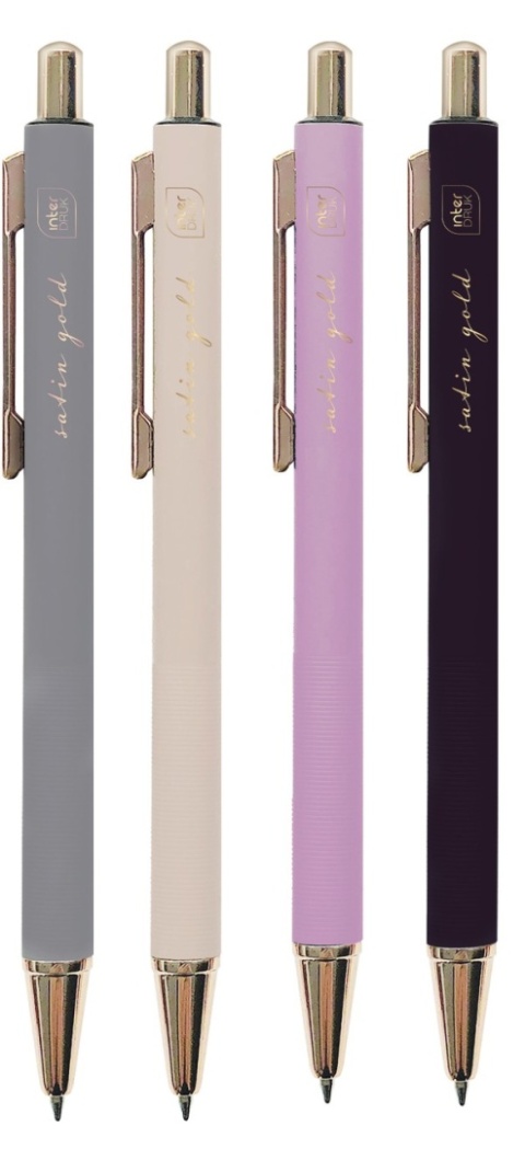 Długopis satin gold automatyczny niebieski 0,7 mm pół żelowy Interdruk 4szt