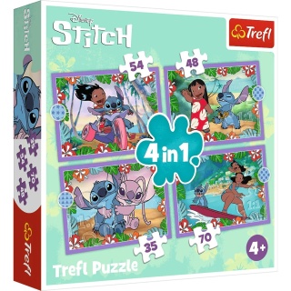 Lilo i Stitch 4W1 Stich Trefl Puzzle 207 EL układanki 35 48 54 70el 34633