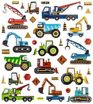 Naklejki metalizowane zestaw pojazdy budowlane koparka wywrotka dźwig 35 szt