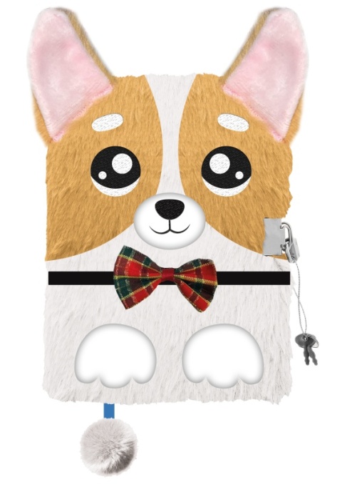 Notatnik pamiętnik sekretny pluszowy kudłacz z kłódką pies piesek Corgi A5 Notatnik pamiętnik sekretny pluszowy kudłacz z kłódką pies piesek Corgi A5