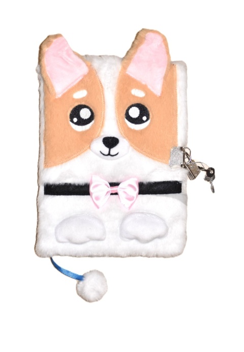 Notatnik pamiętnik sekretny pluszowy kudłacz z kłódką pies piesek Corgi A5 Notatnik pamiętnik sekretny pluszowy kudłacz z kłódką pies piesek Corgi A5