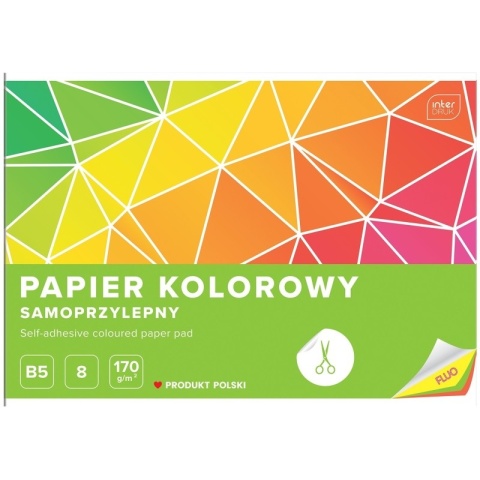 Papier kolorowy samoprzylepny Fluo neonowy 8 kolorów B5 Interdruk