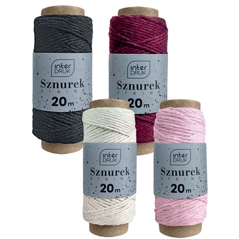 Sznurek dekoracyjny satin gold 20m Interdruk (20m) zestaw 4 szt kremowy czarny różowy