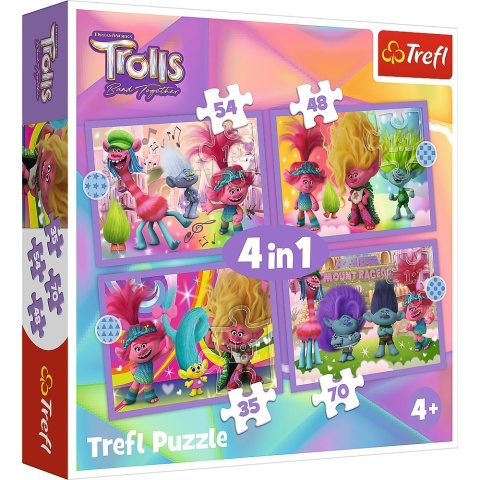 TROLLE Przygody kolorowych trolli Trefl Puzzle 4W1 207 EL 34622