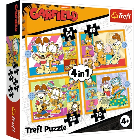 Garfield kocha lazanię Trefl Puzzle 4W1 207 EL 35+48+54+70 el 34673