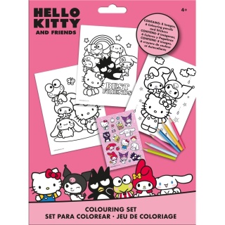 Hello Kitty kotki My melody Kuromi kolorowanka z naklejkami kredki HK50190