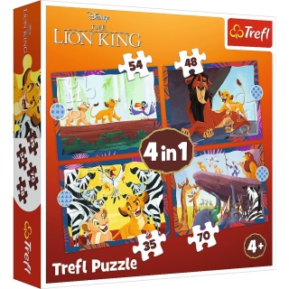 Odważny Król lew Simba 4W1Trefl Puzzle 207 EL układanki 35 48 54 70 34653
