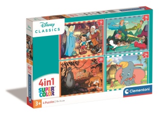 Puzzle 4w1 DISNEY classic Pinokio Dumbo 12 16 20 24 el Clementoni 21523