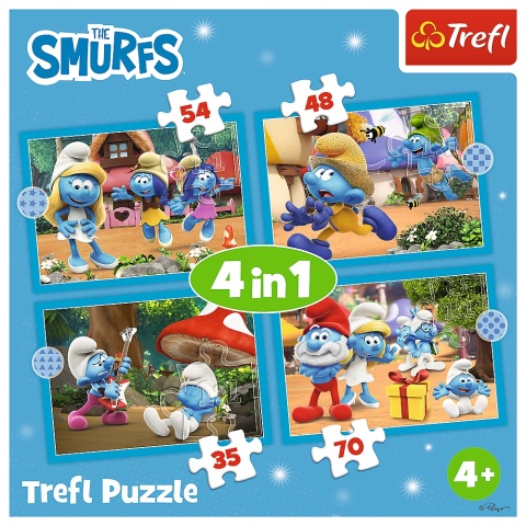 Smerfy Trefl Puzzle Wioska Smerfów 4W1 35+48+54+70 el 34656