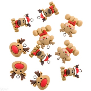 Zawieszki do bransoletek, biżuterii polimerowe 3D Reniferki 10 szt