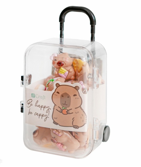 Zawieszki do bransoletek, biżuterii polimerowe 3D Kapibara walizka 20 szt