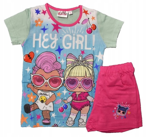 Komplet dziecięcy letni spodenki koszulka LOL t-shirt piżama dziecięca 122