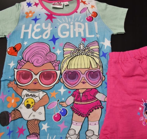 Komplet dziecięcy letni spodenki koszulka LOL t-shirt piżama dziecięca 140