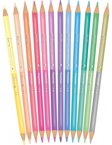 Kredki ołówkowe pastelowe 24 kol dwustronne okrągłe 12/24 Colorino
