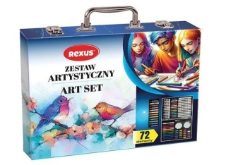 Zestaw plastyczny kreatywny w walizce 72el. farby flamastry akwarelowe Rexus