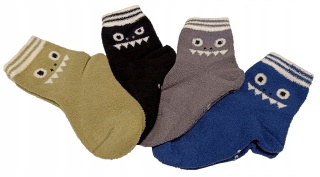 Skarpetki dziecięce zimowe ciepłe wełniane skarpety potworki 4 pary 31-34