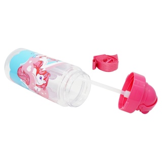 Bidon butelka na wodę ze słomką i paskiem Tritan Jednorożce Unicorn