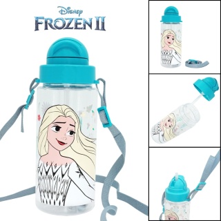 Bidon butelka na wodę ze słomką i paskiem Tritan Kraina Lodu Elza