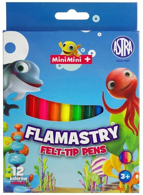 Flamastry mazaki pisaki 12 kolorów Astra Rybka Minimini