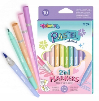 Flamastry mazaki pisaki Pastel pastelowe dwustronne 10 kol PATIO Colorino