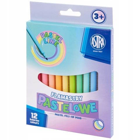 Flamastry mazaki pisaki pastelowe 12 kolorów ASTRA