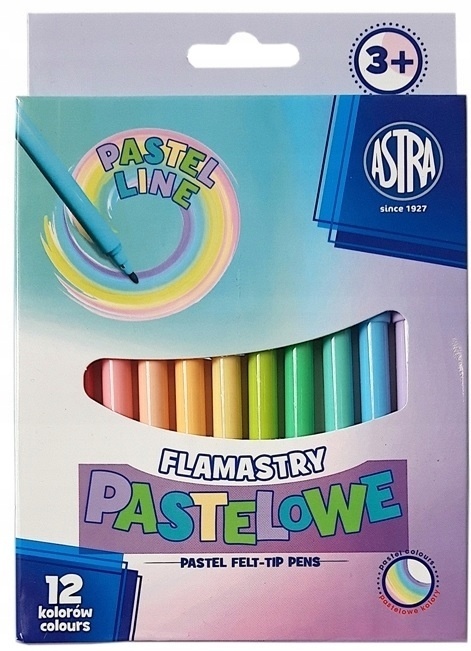 Flamastry mazaki pisaki pastelowe 12 kolorów ASTRA