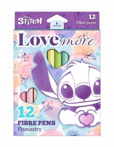 Flamastry mazaki pisaki pastelowe 12 kolorów Lilo i Stitch Stich Happy