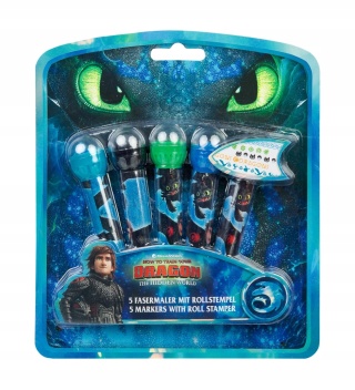 Flamastry pieczątki w rolce Jak wytresować smoka 5 kolorów