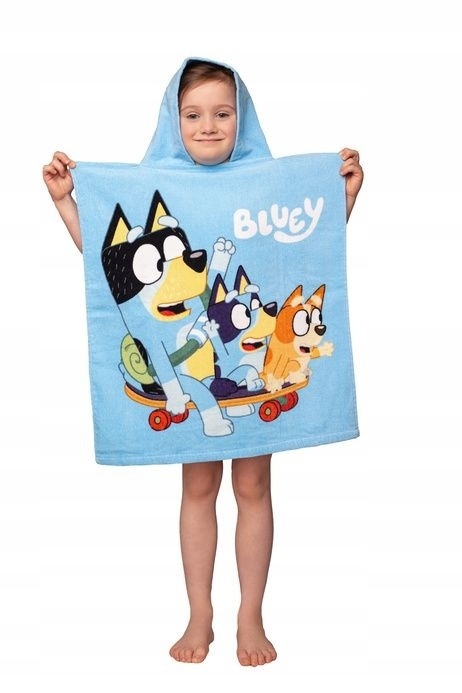 Bingo i Bluey pieski ponczo poncho ręcznik kąpielowy bawełniany 55x115 cm