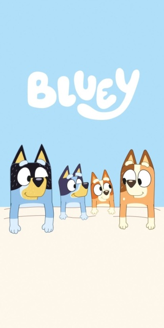 Bluey i Bingo z mamą i tatą Ręcznik kąpielowy plażowy bawełniany 70x140
