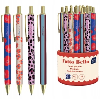 Długopis niebieski metalowy Interdruk Tutto Bello kwiaty 0,7 mm 4 szt