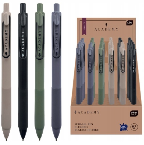 Długopis pół żelowy niebieski Interdruk Academy 0,7 mm 4 szt
