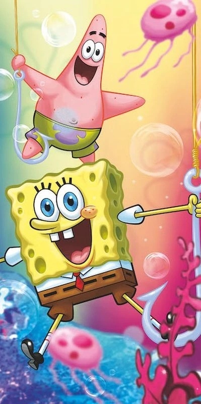 Ręcznik kąpielowy plażowy SpongeBob Kanciastoporty bawełniany 70X140