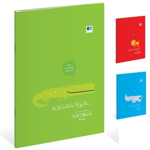 Zeszyt A4 32k 90g trzylinia kolorowa do nauki pisania wzory liter Interduk