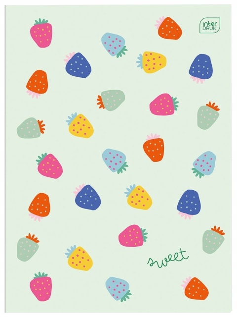 Zeszyt A4 Interdruk trzy linia podwójna jednokolorowa truskawki 32k