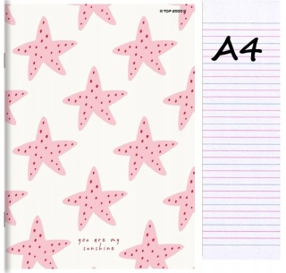 Zeszyt A4 trzylinia kolorowa do nauki pisania 32 kartek gwiazda rozgwiazda