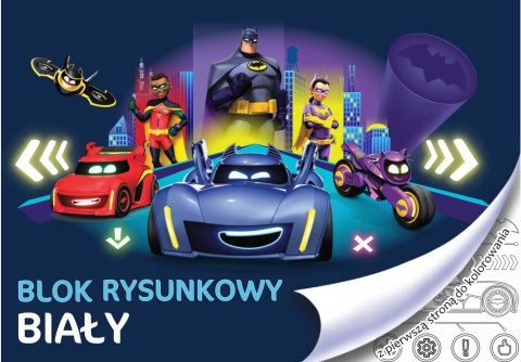 Blok rysunkowy pierwsza strona do kolorowania Batwheels Batman A4 20k biały