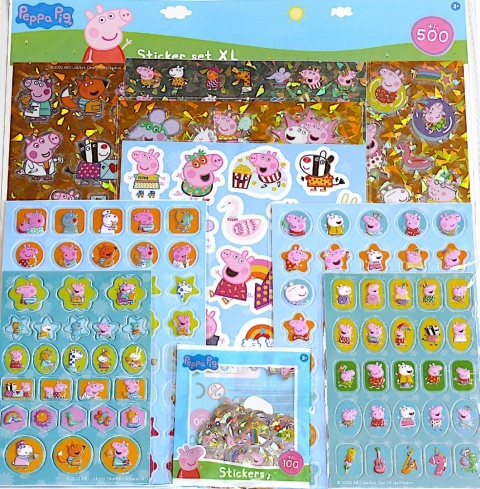 Naklejki metaliczne wypukłe ŚWINKA PEPPA 500 SZT