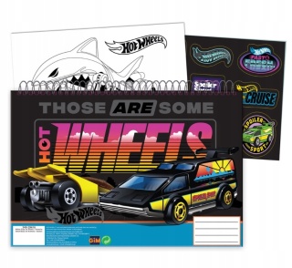 HOT WHEELS auta szkicownik blok kolorowanki na spirali naklejki A4 40 k