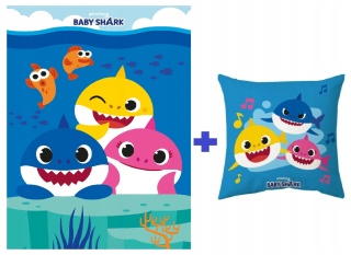 Kocyk koc polarowy + poduszka BABY SHARK REKIN