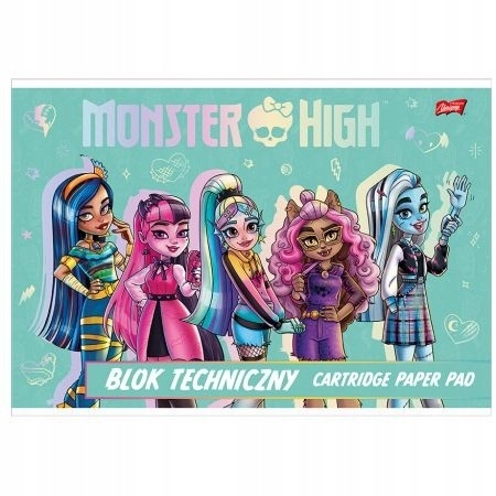 Monster High lalki blok techniczny A4 10 kartek biały 190g/m2