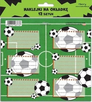 Naklejki na zeszyty nalepki na okładkę Piłka 12szt