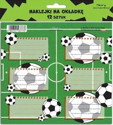 Naklejki na zeszyty nalepki na okładkę Piłka 12szt
