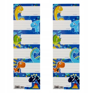 Naklejki nalepki na zeszyty 12 szt Dino Dinozaur