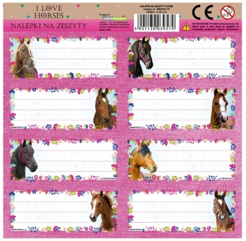 Naklejki nalepki na zeszyty 16 szt konie koń koniki