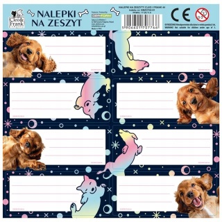 Naklejki nalepki na zeszyty 16 szt pies piesek Cleo & Frank
