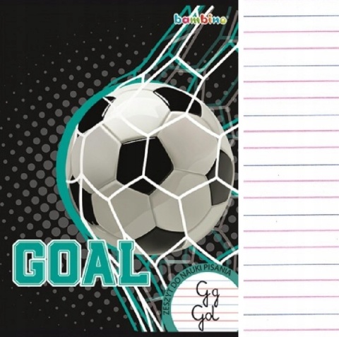 Zeszyt A4 32k do nauki pisania trzylinia trzy linia kolorowa piłka sport