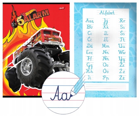Zeszyt A4 do nauki pisania trzylinia kolor auta Hot wheels 1 szt