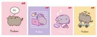 Zeszyt w kratkę A5 Pusheen kotek czarny mix wzorów 60 kartek mix 1 szt